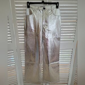 Sans Souci Silver Metallic High Waist Pants Size S